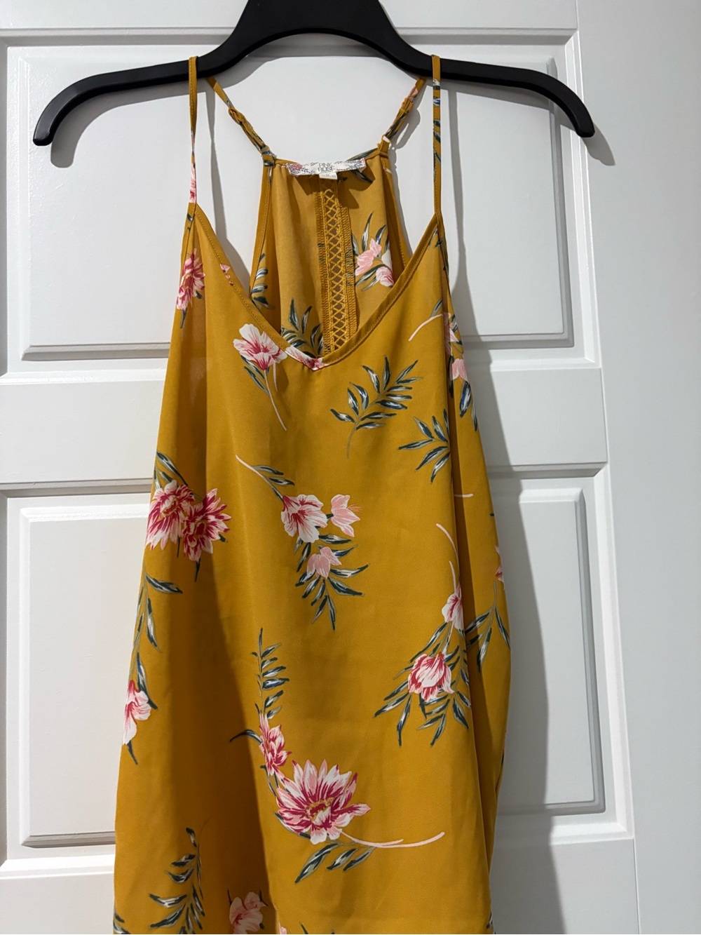 Mustard Floral Halter Slip Dress
